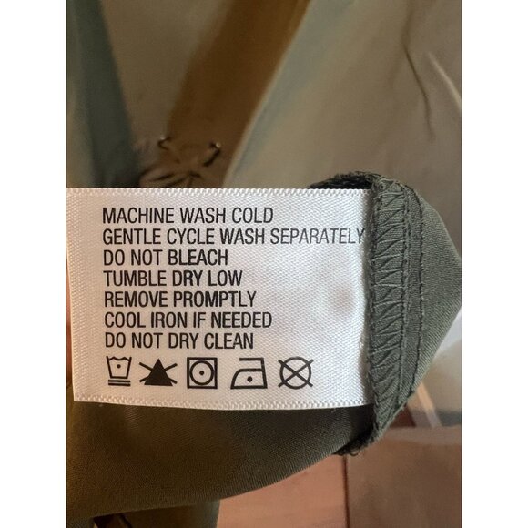 Orvis XL Army Green Button Down Utility Drawstring Waist Short Dress Zip Pockets - Picture 12 of 13